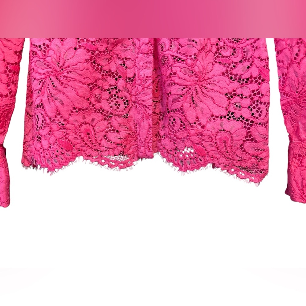 Worthington Women’s Size XS Top NWOT Button Down Petaluma Pink Lace Collared - Picture 9 of 10